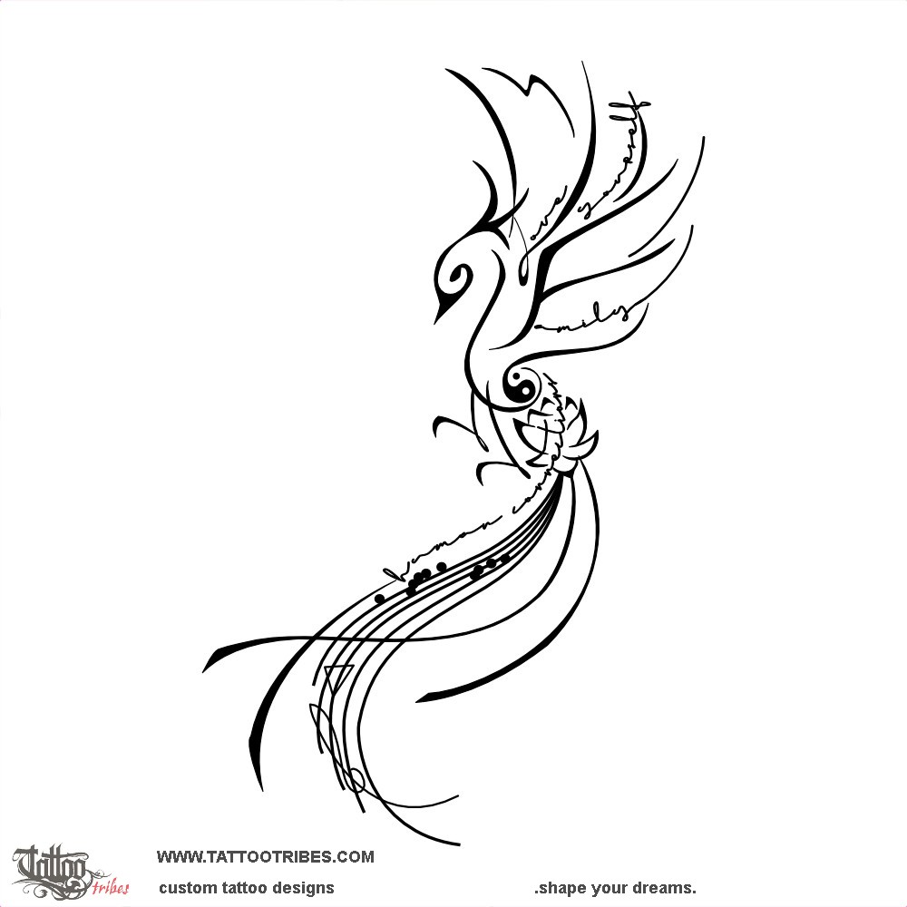 Tattoo Of Phoenix And Words, Delicate & Strong Tattoo - Custom Tattoo Designs On Tattootribes.com 1000_x_1000_jpg