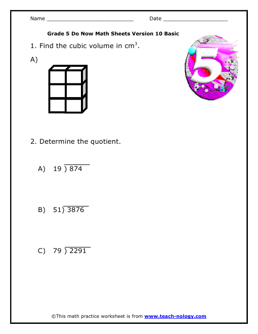 do now math grade 5 basic version 10
