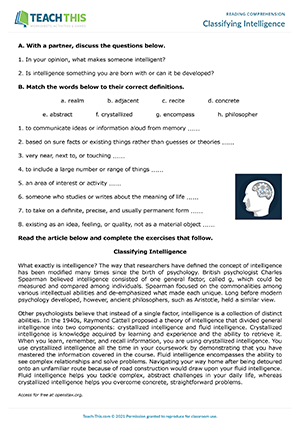 academic reading comprehension worksheets eap