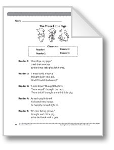I finished my second reader's theater but this one is designed with the beginning reader (read that with. The Three Little Pigs A Readers Theater Script