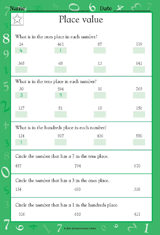 place value ones tens hundreds worksheet grade 1 teachervision
