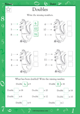 double the numbers math practice worksheet grade 1 teachervision
