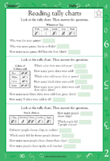 reading tally charts math practice worksheet grade 1 teachervision