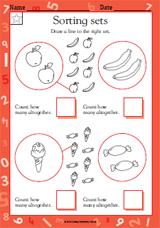 sorting sets of food kindergarten worksheet teachervision