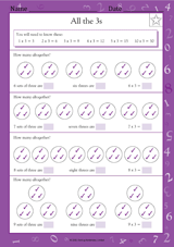 multiplication facts all the 3s worksheet grade 5 teachervision