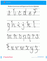 free cursive alphabet printable worksheet teachervision