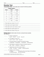 Explore more 3rd grade science worksheets online. Density Test Printable 6th 12th Grade Teachervision
