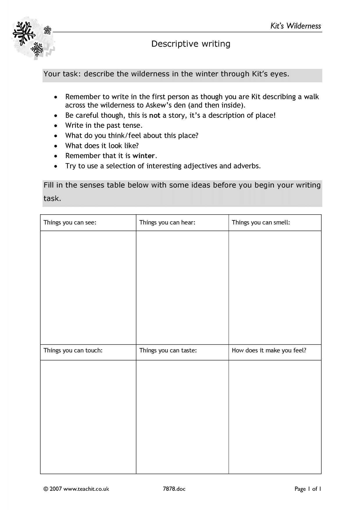 descriptive writing task imaginative writing ks3 writing
