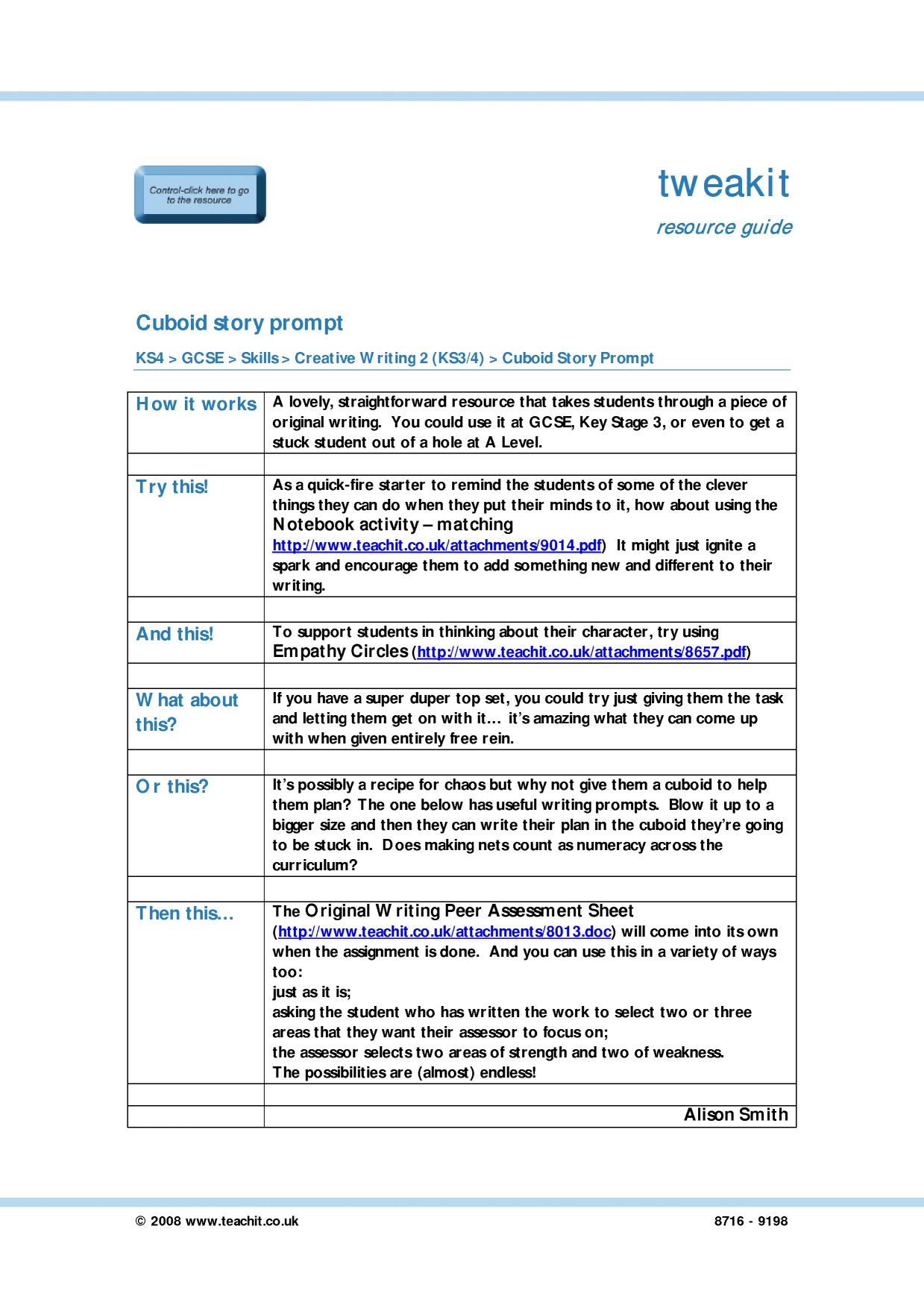 creative writing ks4 ks3 resources all