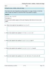 The pdf exercises are curated for students of grade 3 through grade 8. Mode Median Mean And Range Worksheet Ks2 Statistics Teachit