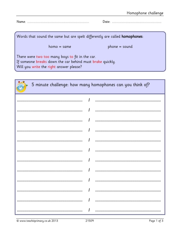 homophone challenge ks2 english teachit