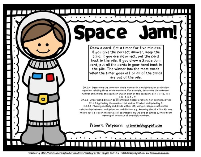 Your kids will love playing these free . Multiplication Fluency Space Jam Game Printable Teach Junkie