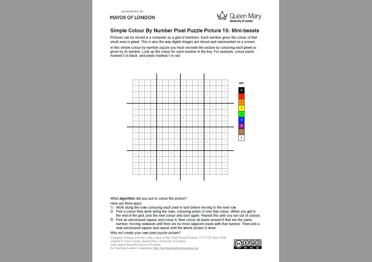 computational thinking pixel puzzle pictures worksheets for ks2 computing teachwire teaching resource
