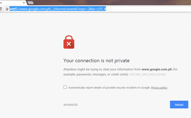 Your Connection Is Not Private Chrome Error Google Chrome