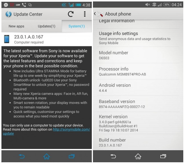 Update Xperia