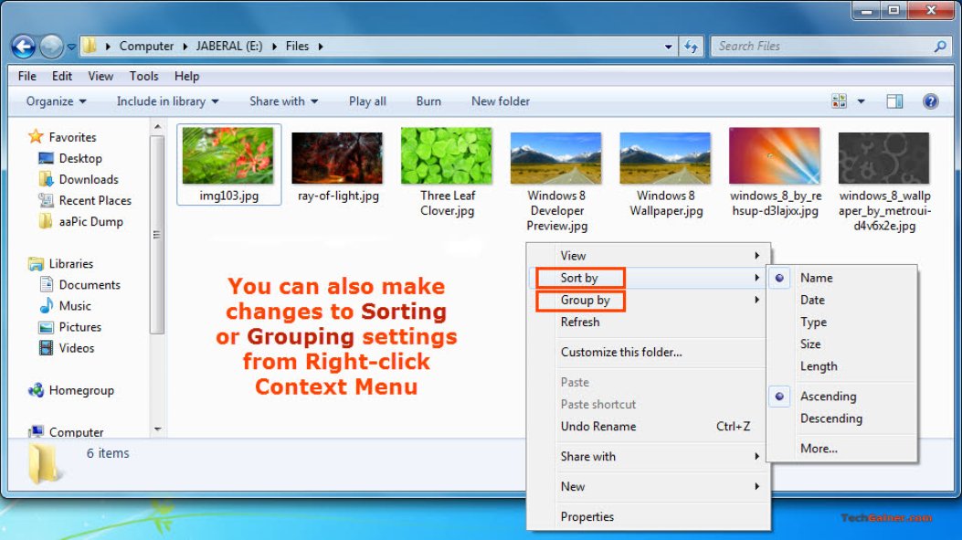 Change sorting and grouping view