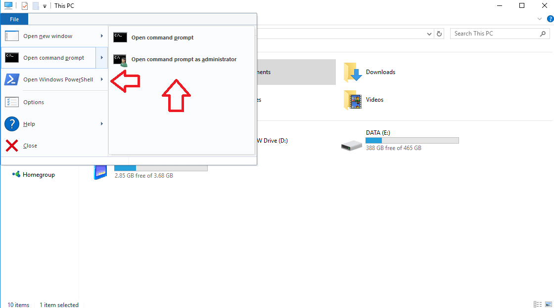 How to open Command Prompt or PowerShell from any file location