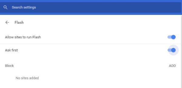 enables flash for chrome