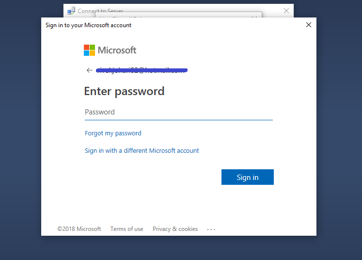 Enter your Azure Password
