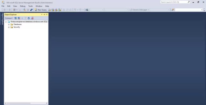Azure SQL Server Connected through SSMS
