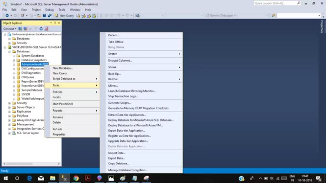 Choose Option Deploy Database to Microsoft Azure SQL Database... 