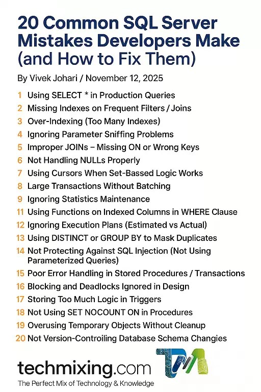 20 Common Sql Server Mistakes Developers Make