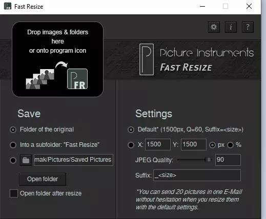 واجهة مستخدم سريعة لتغيير الحجم