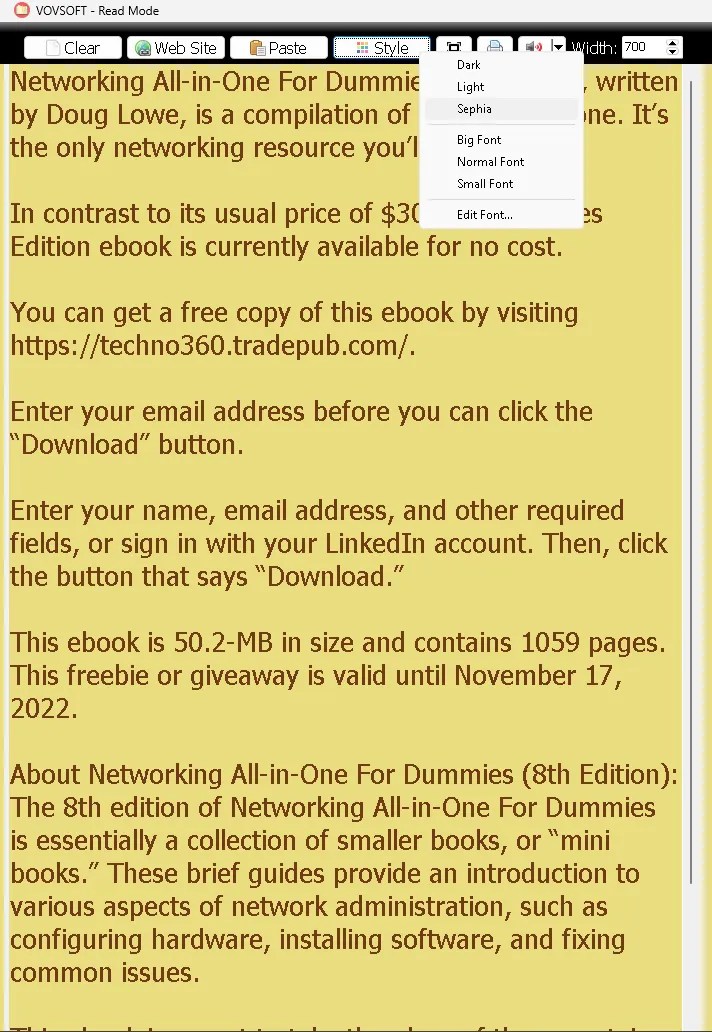 Vovsoft Read Mode Free for 1 YearReading mode for PC