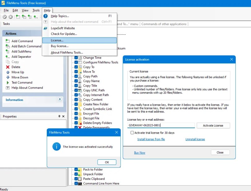 رمز ترخيص FileMenuTools