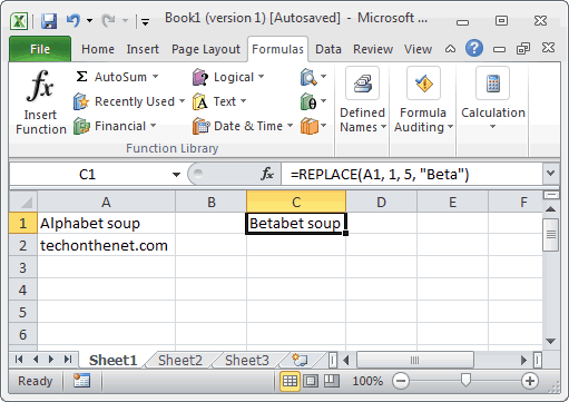 Ms excel: how to use the replace function (ws)