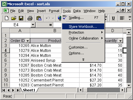 Ms excel 2003: share a spreadsheet between multiple users