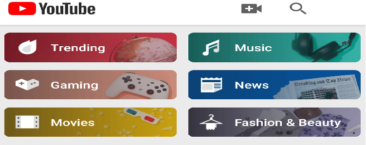 YouTube Explore Tab