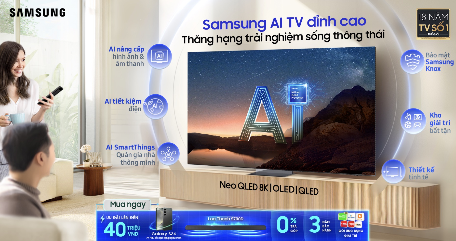 Samsung AI TV khẳng định vị thế số 1, nâng tầm sống thông minh