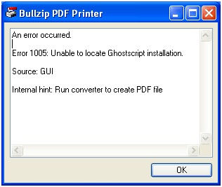 Ghostscript is an interpreter for the postscript® language and pdf files. Installation Error 1005 For Bullzip Pdf Printer Techyv Com