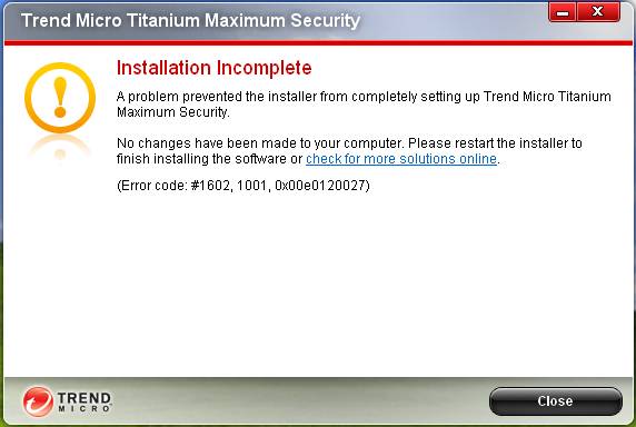 Error While Installing The Trend Micro Titanium Maximum Security 2012 - Modern Abstract Illustration - Desktop