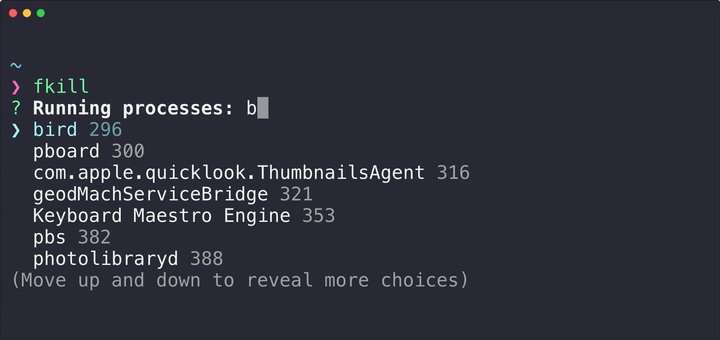 Fkill Interactively Kill Processes In Linux