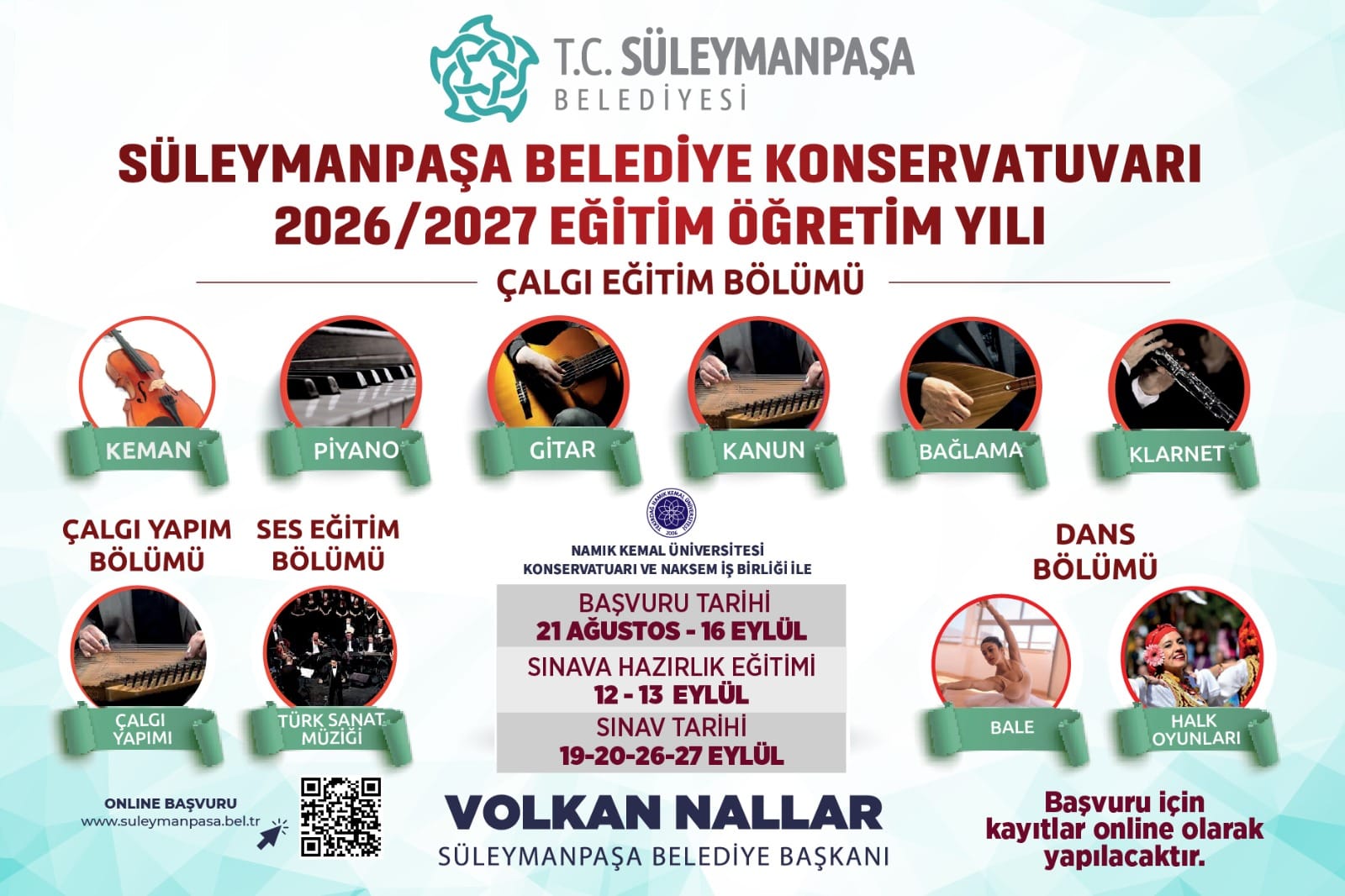 Süleymanpaşa Belediye Konservatuvarı Ön Kayıtlar Başladı