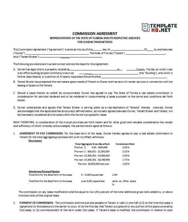 Commission Agreement Example