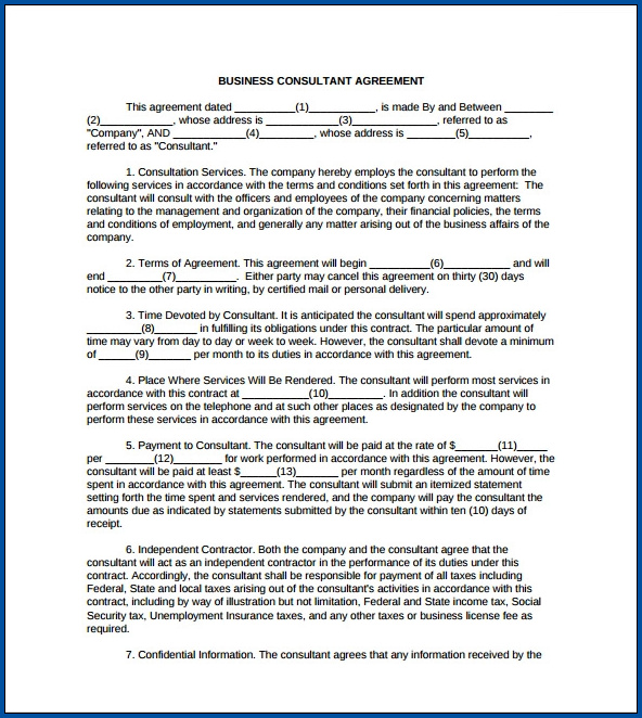 Free Printable Business Consulting Contract Template Templateral