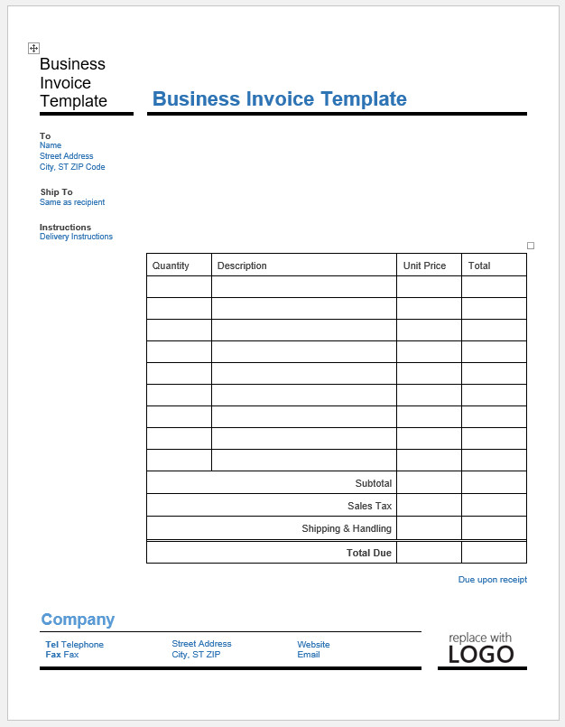 Free Printable Business Invoice Template Templateral
