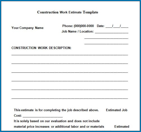 Free Printable Construction Quote Template Templateral