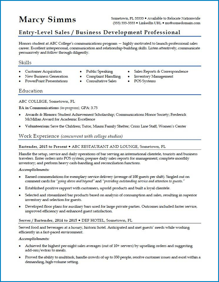 Free Printable Entry Level Resume Template Templateral