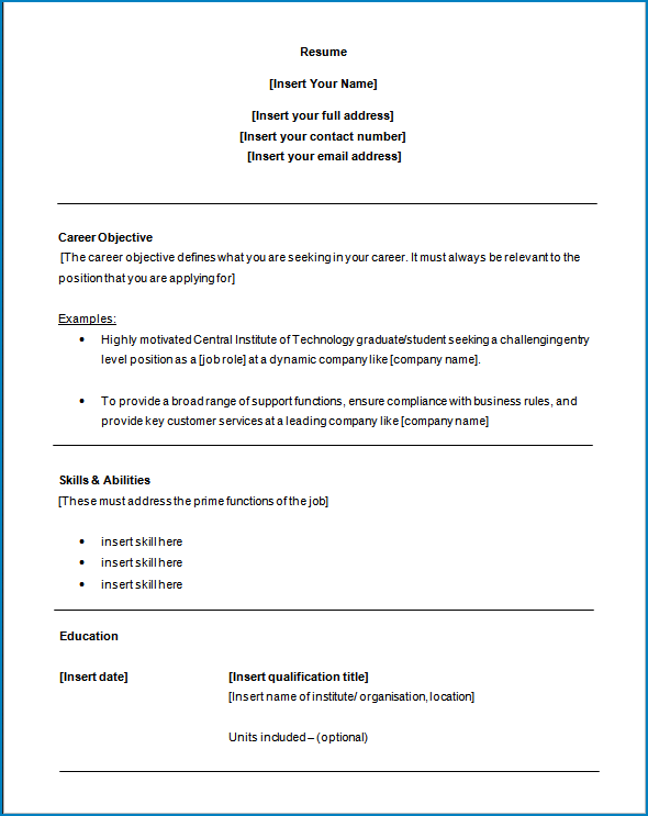 Entry Level Resume Template Word Templateral