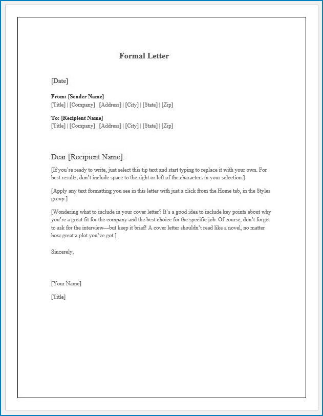 Free Editable Formal Letter Template Templateral