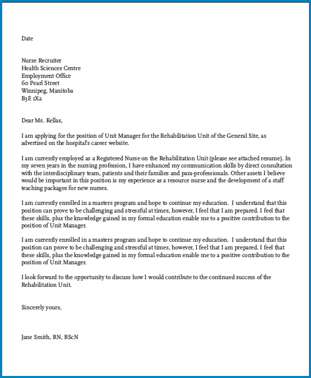 Job Application Letter Sample For Nurse Free Letter Sample Download