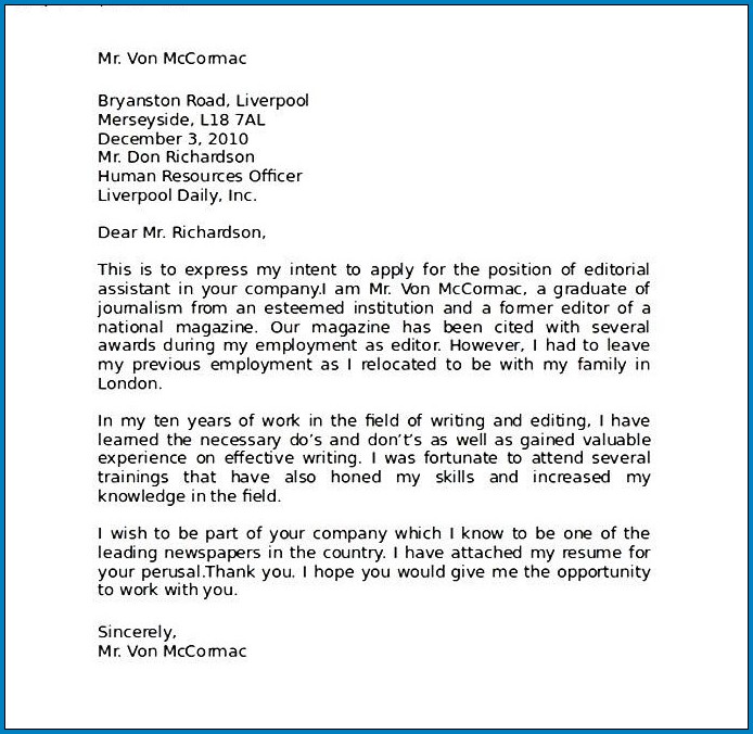 Free Printable Letter Of Intent For A Job Templateral