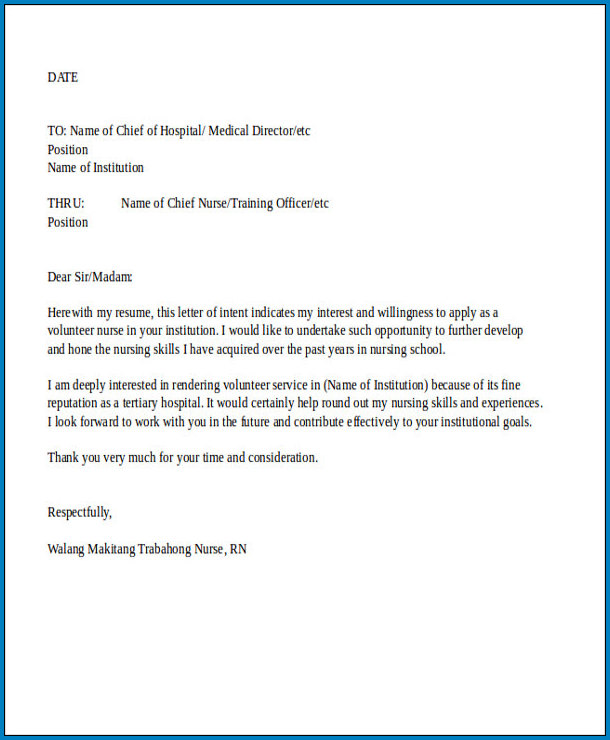 Free Printable Nursing Letter Of Intent Template Templateral