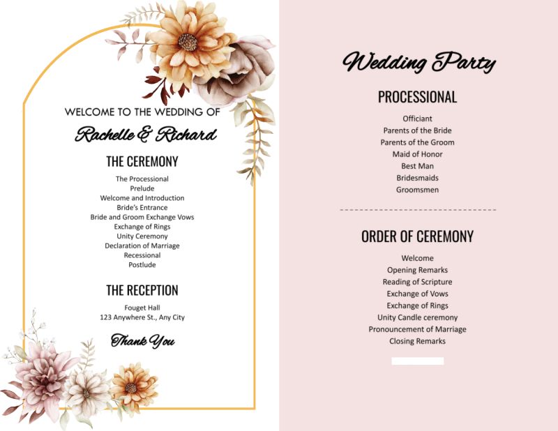 Wedding Ceremony Program Template Example Templateral - Dark Wallpaper Collection - Desktop Quality