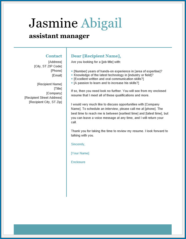 Free Printable Simple Cover Letter Template Templateral