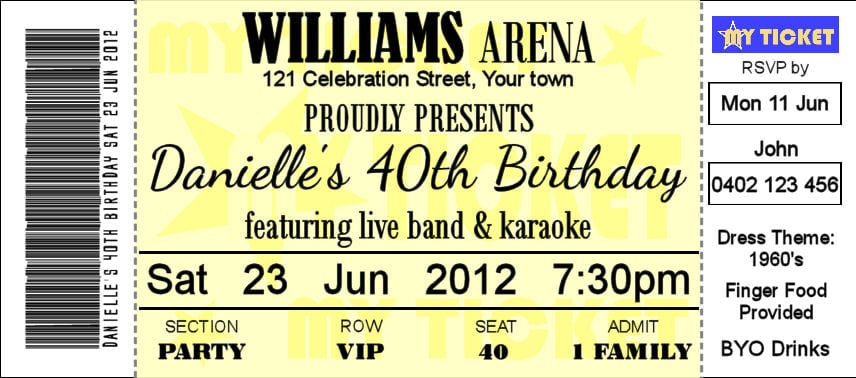 21 free ticket invitation template word excel formats